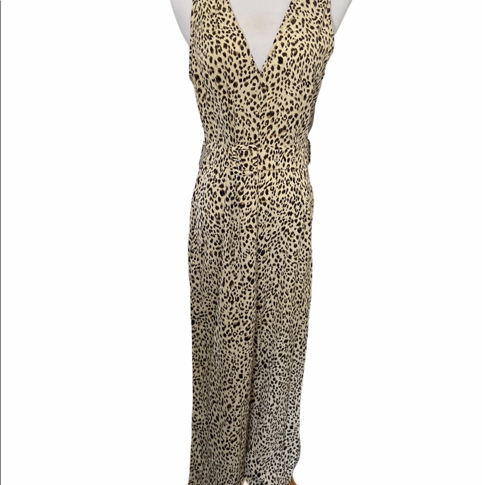 Cheetah/ Leopard Wide Leg Jumpsuit with belt